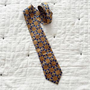 Vintage Lanvin 100% Silk Floral Tile Print Neck Tie/Necktie